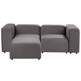 2 Seater Modular Velvet Sofa with Ottoman Dark Grey FALSTERBO