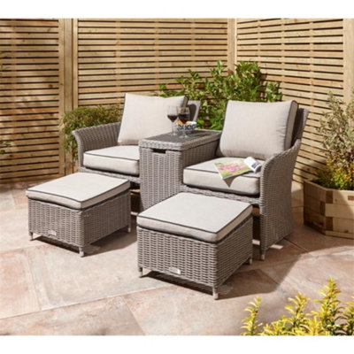 2 Seater Natural Stone Rattan Weave Companion Garden Set