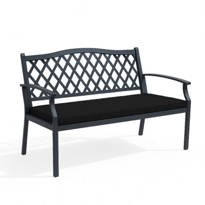 2 Seater Outdoor Garden Bench Cushion Black 120x33x5cm Thick Foam Patio Seat Pad Water resistant