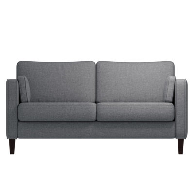 2 Seater Padded Sofa, Upholstered Modern Leisure Sofa with Soft Cushion Solid Wood Frame for Home, Office - Gray