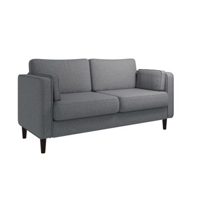 2 Seater Padded Sofa, Upholstered Modern Leisure Sofa with Soft Cushion Solid Wood Frame for Home, Office - Gray