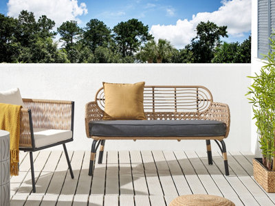 2 Seater PE Rattan Sofa Natural PRATELLO