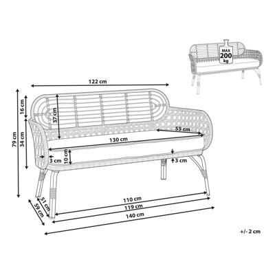 2 Seater PE Rattan Sofa Natural PRATELLO - 3