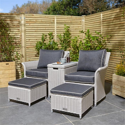 2 Seater Putty Grey Rattan Weave Garden Companion Set DIY at B Q