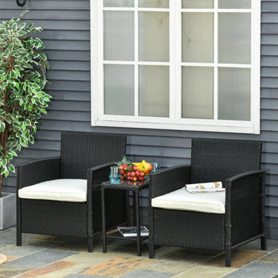 2-Seater Rattan Patio Bistro Set