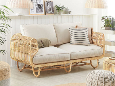 2 Seater Rattan Sofa Natural DOLCEDO