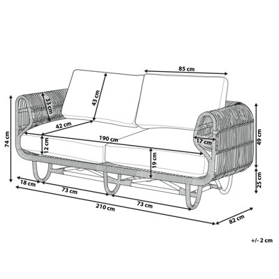 2 Seater Rattan Sofa Natural DOLCEDO - 3
