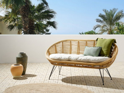 2 Seater Rattan Sofa Natural MARATEA