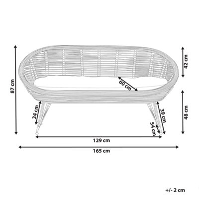 2 Seater Rattan Sofa Natural MARATEA - 3