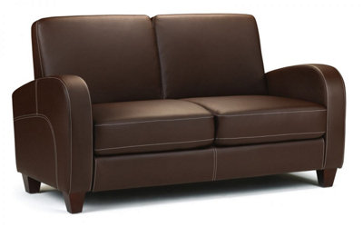 2 Seater Sofa Bed - Brown Faux Leather