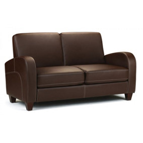 2 Seater Sofa Bed - Brown Faux Leather