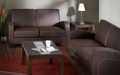 2 Seater Sofa - Brown Faux Leather