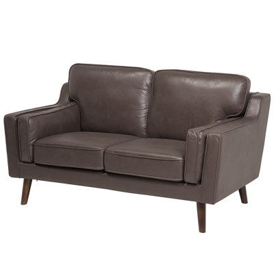 2 Seater Sofa Faux Leather Brown LOKKA