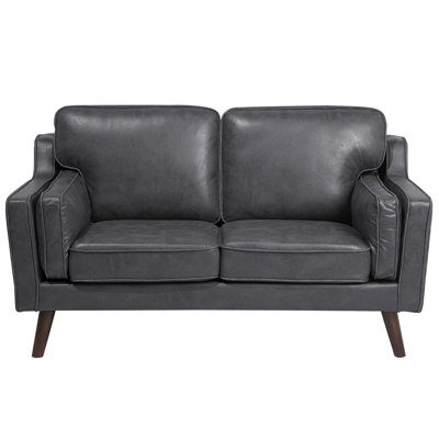 2 Seater Sofa Faux Leather Grey LOKKA