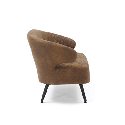 2 Seater Sofa in Faux Leather Suede Brown Fabric