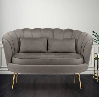 2 Seater Sofa Loveseat in Dark Grey Velvet
