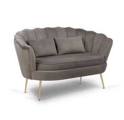 2 Seater Sofa Loveseat in Dark Grey Velvet