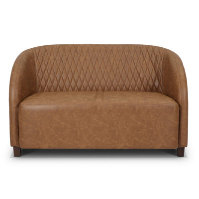 2 Seater Sofa Loveseat in Faux Leather Brown