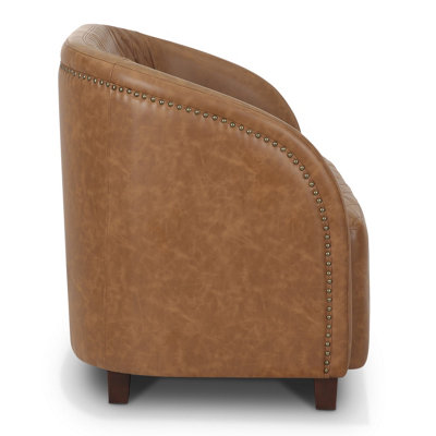 2 Seater Sofa Loveseat in Faux Leather Brown