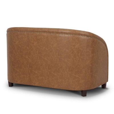2 Seater Sofa Loveseat in Faux Leather Brown