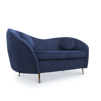 2 Seater Sofa Loveseat in Navy Blue Velvet Fabric