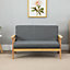 2-Seater Square Arm Fabric Loveseat - Grey