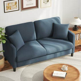 2 Seater Teddy Fleece Upholstered Sofa with Extra Deep Seats, Blue Grey