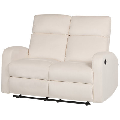 2 Seater Velvet Electric Recliner Sofa White VERDAL