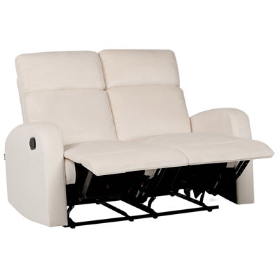 2 Seater Velvet Manual Recliner Sofa White VERDAL