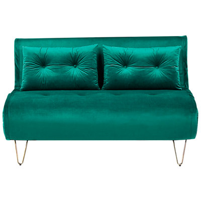 2 Seater Velvet Sofa Bed Dark Green VESTFOLD | DIY at B&Q