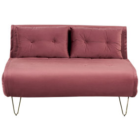 2 Seater Velvet Sofa Bed Pink VESTFOLD