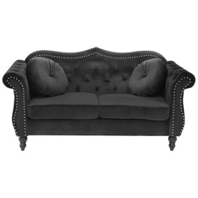 2 Seater Velvet Sofa Black SKIEN