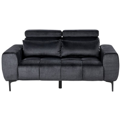 2 Seater Velvet Sofa Black VEGAMO