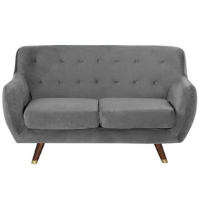 2 Seater Velvet Sofa Grey BODO