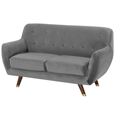 2 Seater Velvet Sofa Grey BODO