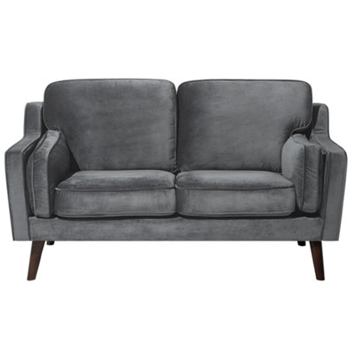 2 Seater Velvet Sofa Grey LOKKA