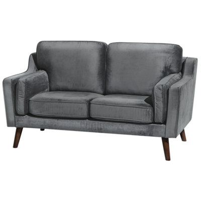 2 Seater Velvet Sofa Grey LOKKA