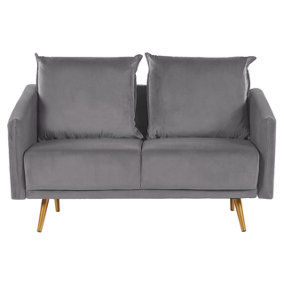 2 Seater Velvet Sofa Grey MAURA
