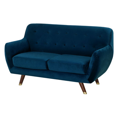 2 Seater Velvet Sofa Navy Blue BODO