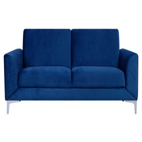 2 Seater Velvet Sofa Navy Blue FENES