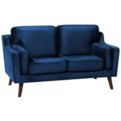 2 Seater Velvet Sofa Navy Blue LOKKA