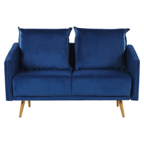 2 Seater Velvet Sofa Navy Blue MAURA