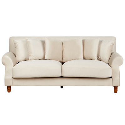 2 Seater Velvet Sofa Off-White EIKE