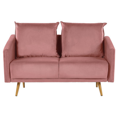 2 Seater Velvet Sofa Pink MAURA