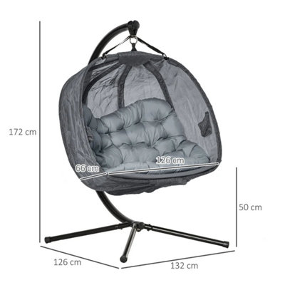 2 Seaters Double Hanging Egg Chair with Stand