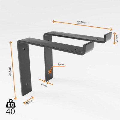 2 Shelves Rustic Wall Shelves Shelving Brackets 22cm Depth x 4.5cm Kitchen Shelves (Tudor Oak, 40cm (0.4m)