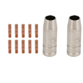 2 shroud & 10 x 0.6mm Round Contact Tips MIG Welding Binzel Style MB15 Torch