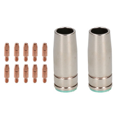 2 Shroud & 10 X 0.6mm Round Contact Tips MIG Welding Binzel Style Euro MB25 - Groceries