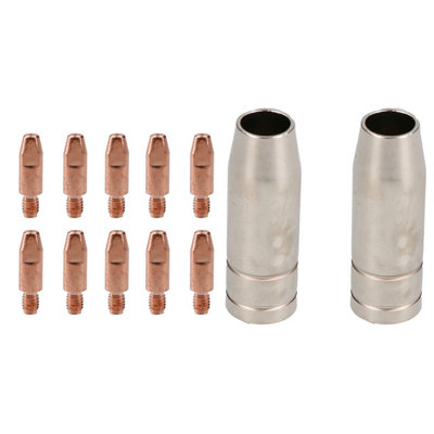 2 shroud & 10 x 0.8mm Round Contact Tips MIG Welding Binzel Style Torch ...