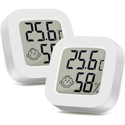 2 small digital hygrometer thermometers with comfort display for ...